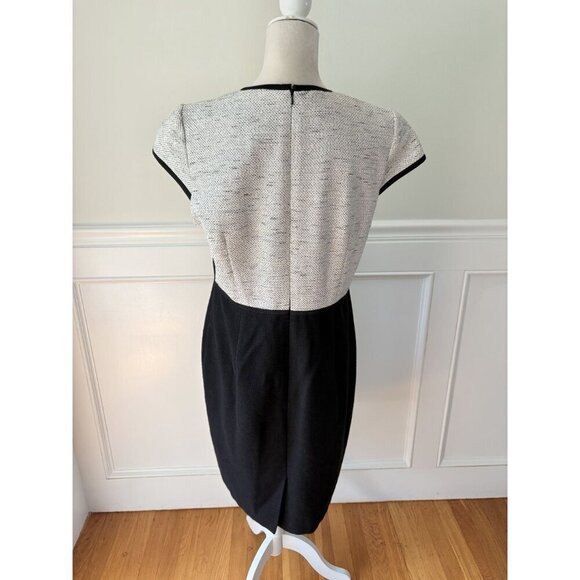 Hobbs London Lara Dress Gray Black Tweed Colorblock Sheath 12 - Picture 4 of 6